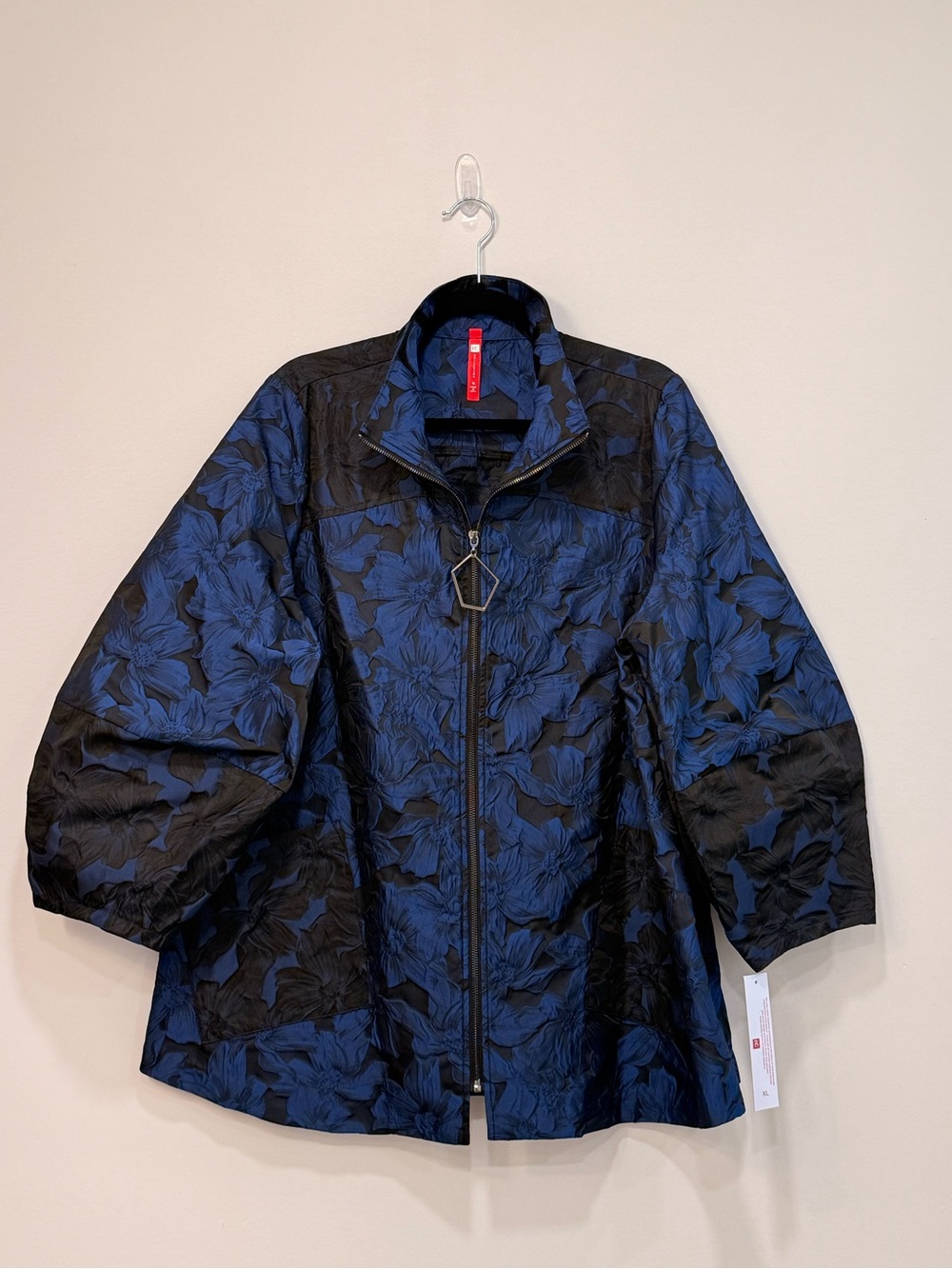 IC Collection Blue Hi Collar Zip Up Jacket 6673J New with Tags